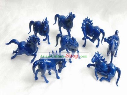 Chinês clássico Coloured Vidros Obras e Oito cavalos