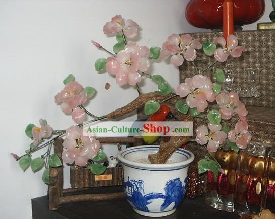 Chinês clássico Coloured Vidros Obras-Pink Árvore Flores