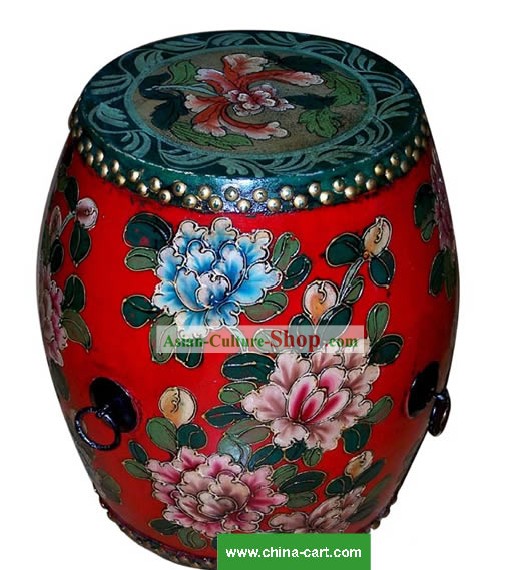 Dessin de couleur chinoise Riches et distinctions Pivoine Tang Gu (Drum)