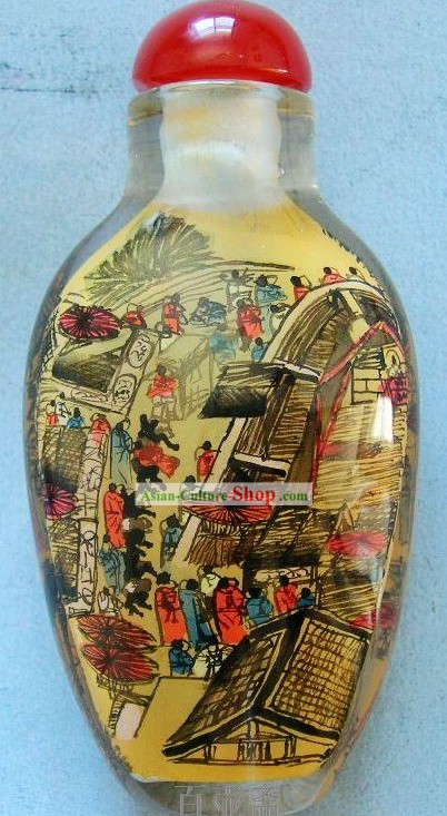 Chinese Classical Snuff Bottle With Inside Painting-Qing Ming Shang He Tu