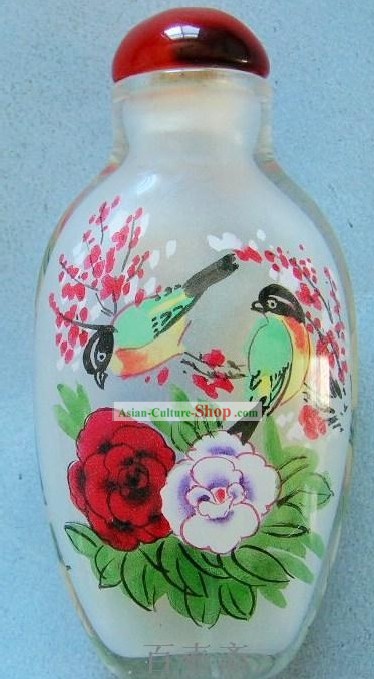 Snuff Bottle Clássica Chinesa Com Dentro Pintura-Birds and Flowers 1