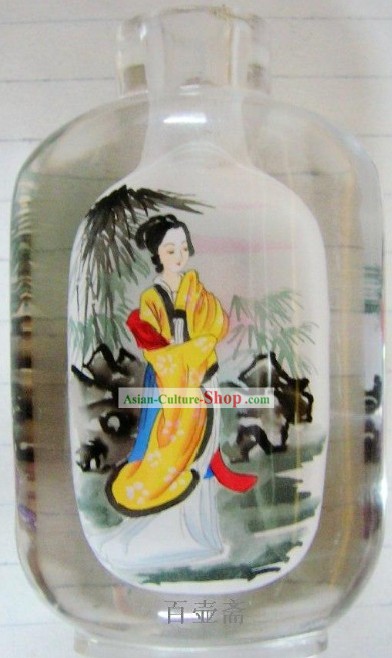Snuff Bottle Clássica Chinesa Com Lady Dentro Pintura Palace-in Yellow