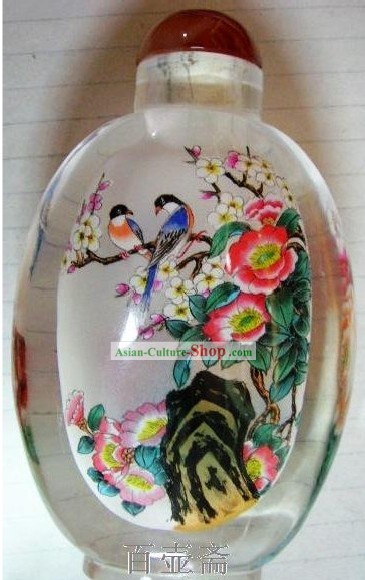Chinese Classical Snuff Bottle With Inside Painting-Birds on Flowers