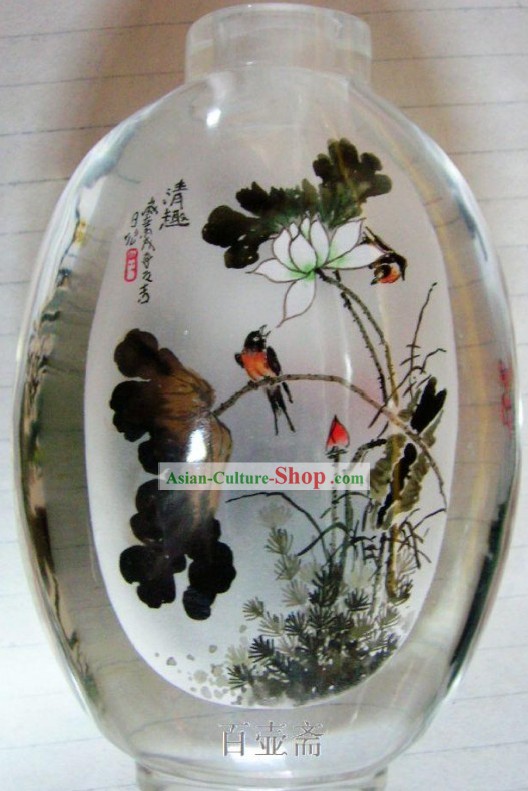 Chinese Classical Snuff Bottle With Inside Painting-Birds on Flowers 1