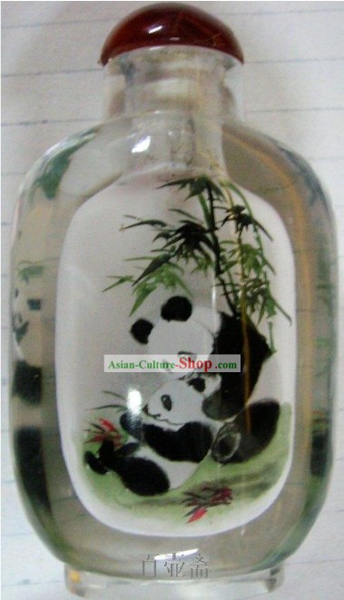 Snuff Bottle Clássica Chinesa Com Dentro Pintura-Pandas