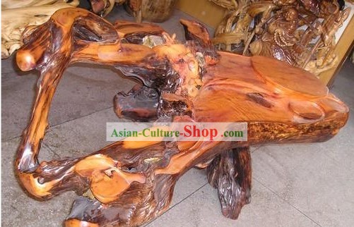 Chinese Stunning Hand Carved Tree Root Tea Table