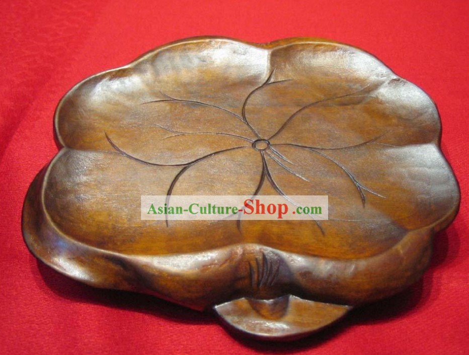Mão chinês feito e esculpido em madeira Mat Teapot Lotus