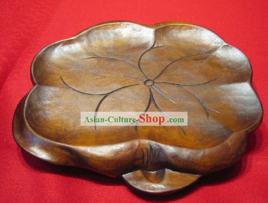 Chinese Hand Made and Carved Wooden Lotus Teapot Mat