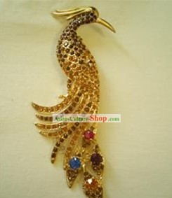 Chinese Stunning Golden Phoenix Brooch