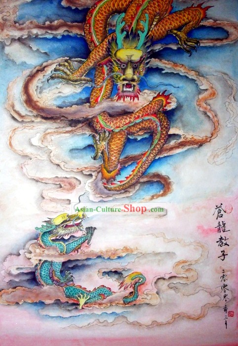 Pintura tradicional chinesa com Ensino Infantil meticulosa Detalhe Dragon-