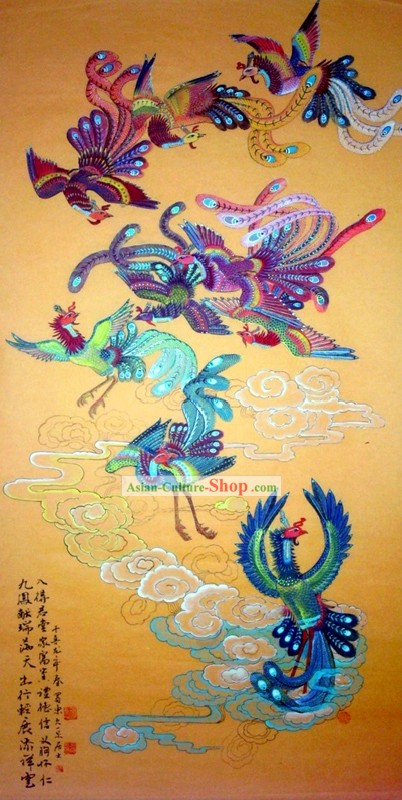 Chinese Traditional Painting with Meticulous Detail Painting-Lucky Ancient Birds