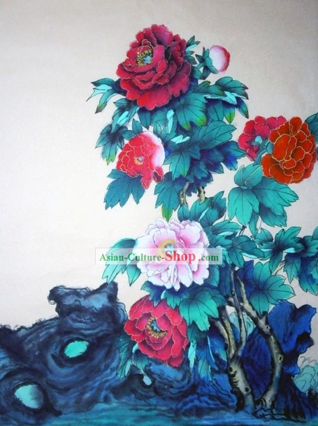 Chinese Traditional Painting with Meticulous Detail Painting-Peony Richness