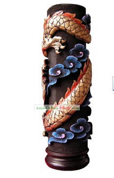Mão chinês Carved Rodada de carbono activo e saudável Grande Placa-Dragon parede