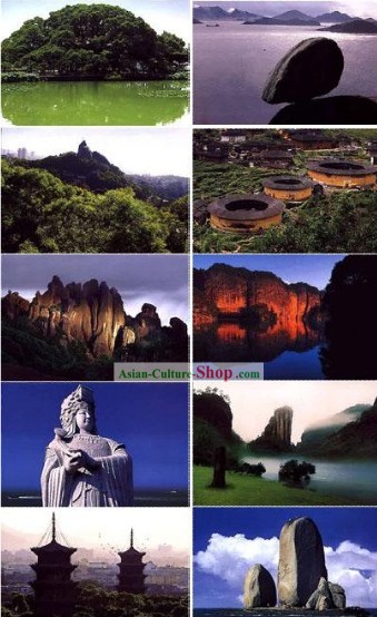 China Clássico Scene Fujian Set postais (10 Pieces)