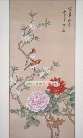 Pintura chinesa tradicional por Zhong Shan-Riquezas e honras Primavera