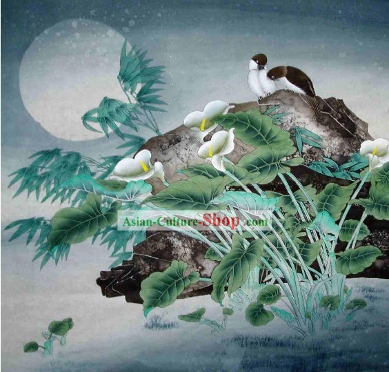 Pintura Tradicional Chinesa de Li Xing-Under the Moon