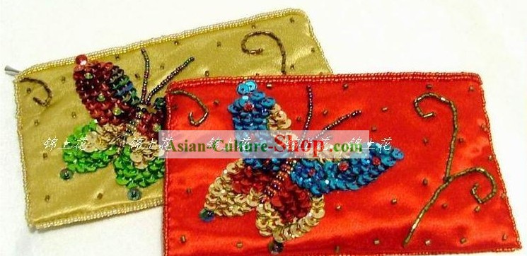 Chinese Hand Made Long Brocade Butterfly Purse
