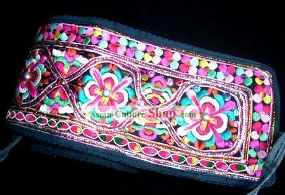 Chinese Delicate Hand Embroidered Long and Wide Rainbow Belt for Woman