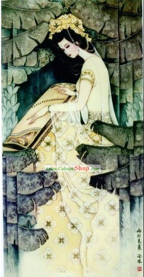 Chinese Cloisonne Filigrane Gold-Intarsien Silber Vermeil-Kaiser Playing Gu Zheng