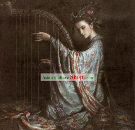 Chinese Classical Handicraft Embroidery-Fairy Playing Lute