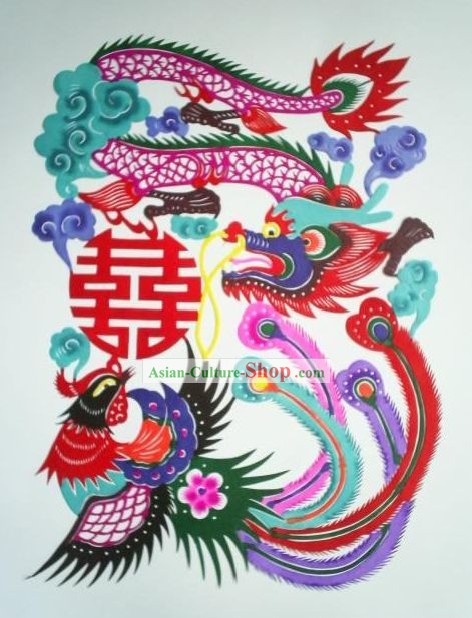 Chinese Paper Cuts Classics-Chinês Pieces Lobster no topo de uma Alho Verdes