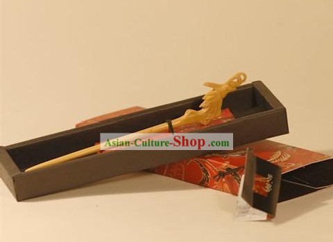 Chinese Carpenter Tan Mandarin 100 Percent Natural Wood Phoenix Hairpin