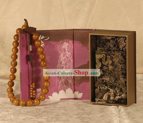 Chinese Carpenter Tan Handicraft-100 Percent Natural Wood Prayer Beads Gift Package