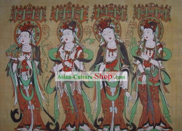 Chinese Dunhuang Fresto Painting-Buddha Travel