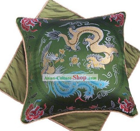 Silk clássico chinês-Cushion Dragão e Phoenix