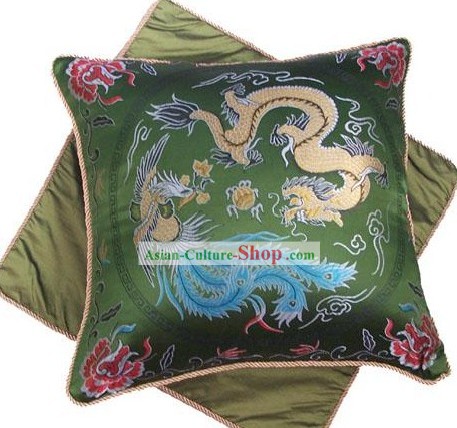 Soie chinoise classique Coussin-Dragon et Phoenix