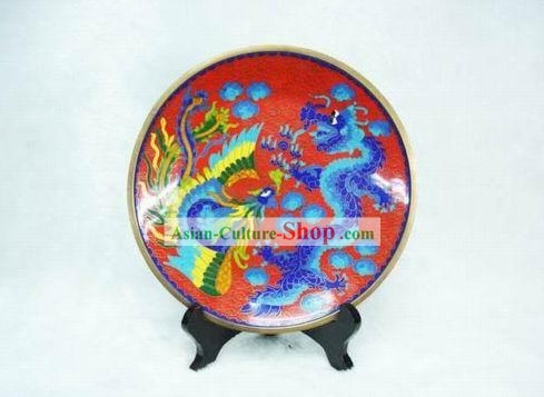 Dragon And Phoenix Cloisonne Plate