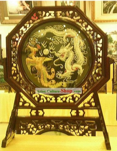 Chinese Double-sided Embroidery Handicraft-Dragon and Phoenix