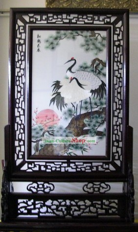 Chinoise recto-verso de broderie Artisanat-Pin et Crane