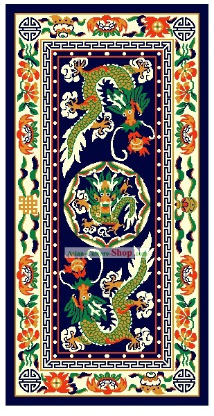 Arte Decoração China Mão tibetana grande feito de lã Rug-Dragons (200 ¡Á400cm)