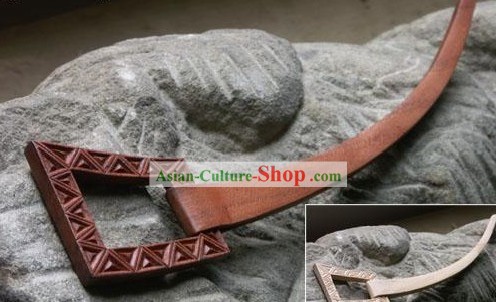 Esculpido mão Pin cabelo chinês tradicional Walnut (Hairpin) Mola