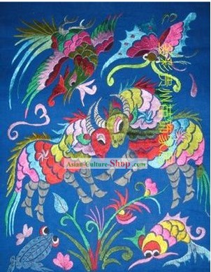 Chinese Miao Minority Silk Thread Hand Embroidery Art-Eternal Love