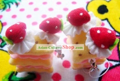 Cute Hand Made Velvet Pendant Strawberry Cake 1