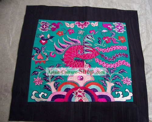 Chinese Stunning Miao Tribe Hand Embroidery Collectible-Peacock Flake