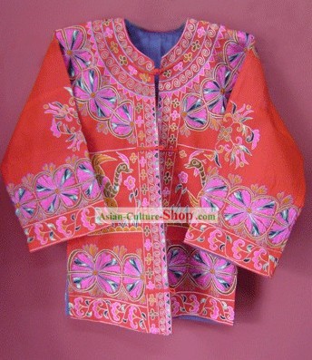 Chinese Stunning Miao Minority Silk Thread Hand Embroidery Dress