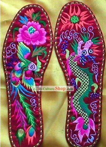 Chinoise broderie main Semelle-Dragon et Phoenix