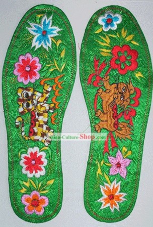 Chinese Hand Embroidery Insole-Dragon and Phoenix Love 2