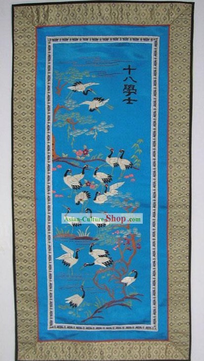 Broderie chinoise Artisanat-Dix-huit grues