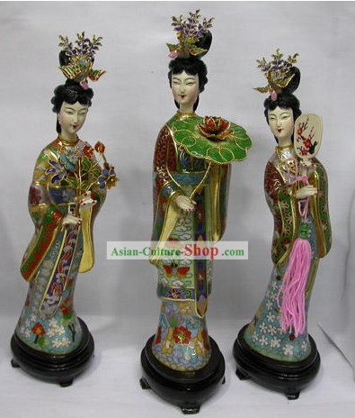 Chinese Cloisonne and Jade Ancient Lady