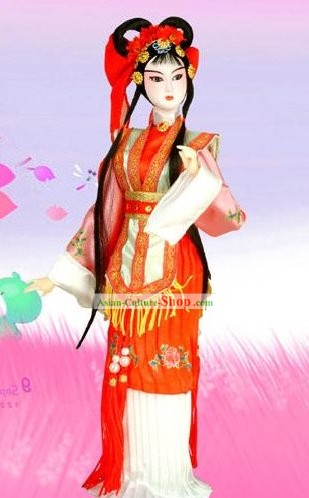 Handmade Peking Silk Figurine Doll - Hong Niang of The Romance of the Western Chamber