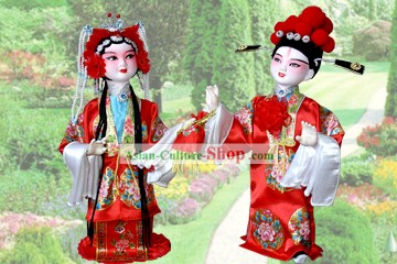 Handmade Pequim boneca Figurine Silk - Pares do casamento