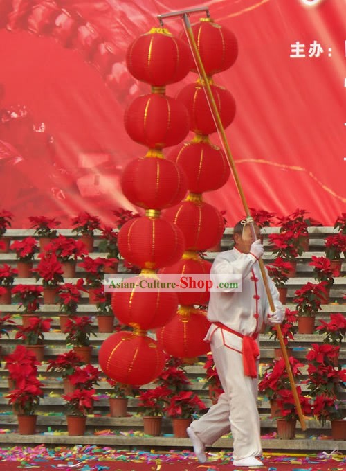 Bonne Fête Célébration 12 chanceux Lanternes rouges Set