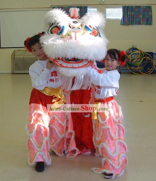 Profissionais Crianças lã longa Dança do Leão Trajes Conjunto Completo