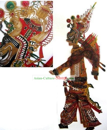 Mão chinês Carved Sombra Folk Jogue Figurine-Ba Wang (Imperador)