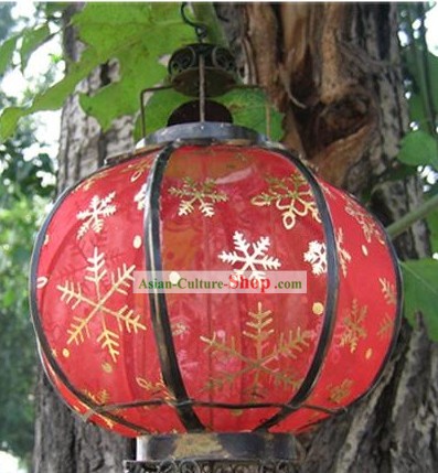 Chinoise antique soie style fer Lanterne - Flocon de neige