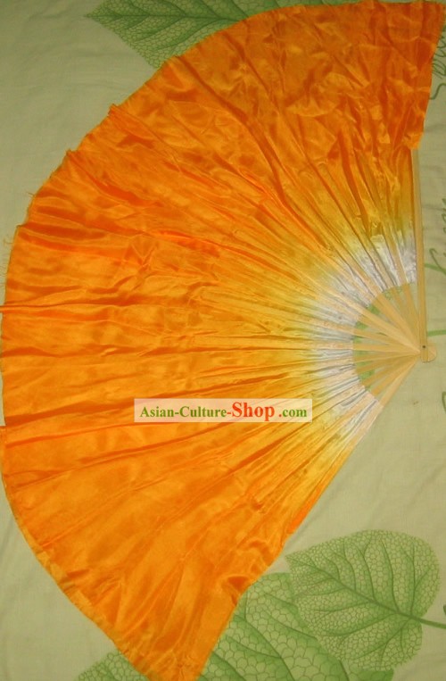 Supreme Bamboo Handle Chinese Traditional Silk Dance Fan (orange)